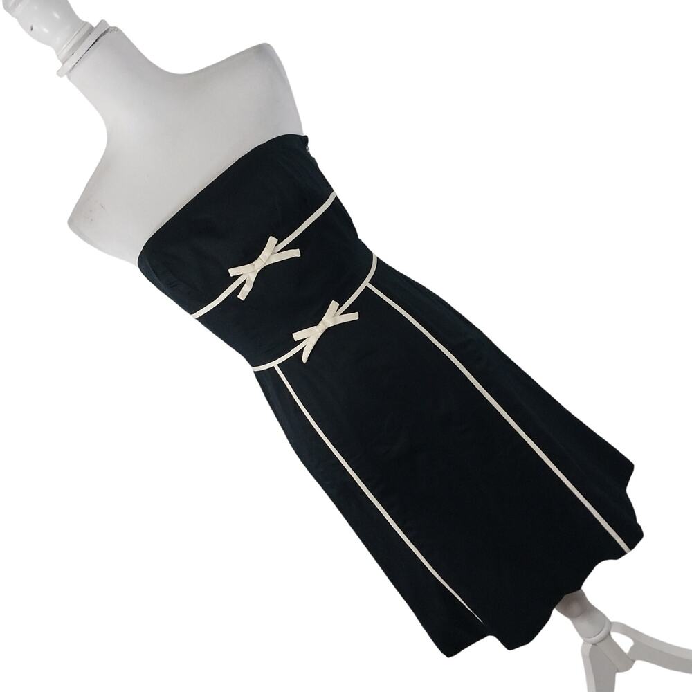 Ann Taylor Black and White Strapless Dress